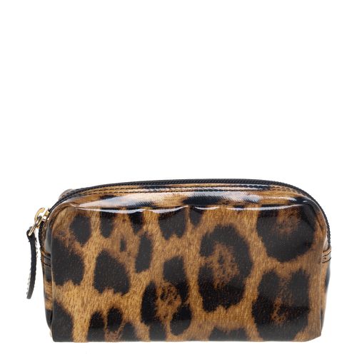 Roberto Cavalli Beige/Brown Leopard Print Patent Leather Cosmetic Pouch - Roberto Cavalli - Modalova