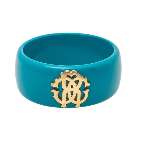 Teal Logo Wide Bangle Bracelet - Roberto Cavalli - Modalova