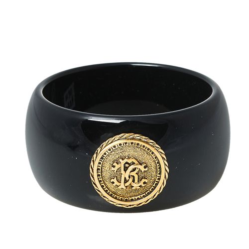 Roberto Cavalli Black Medallion Wide Bangle Bracelet - Roberto Cavalli - Modalova