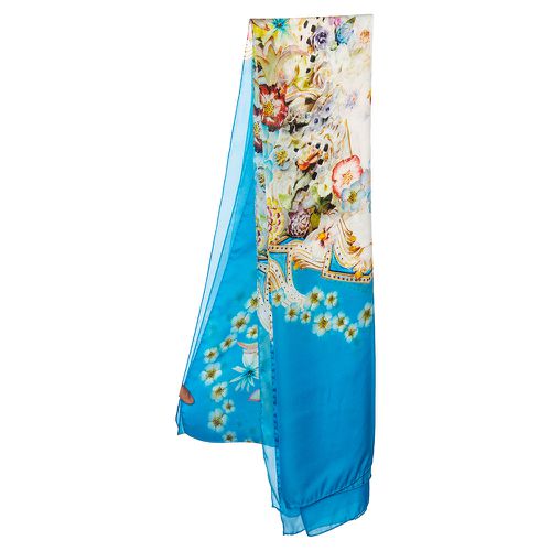 Roberto Cavalli Blue Floral Printed Silk Stole - Roberto Cavalli - Modalova