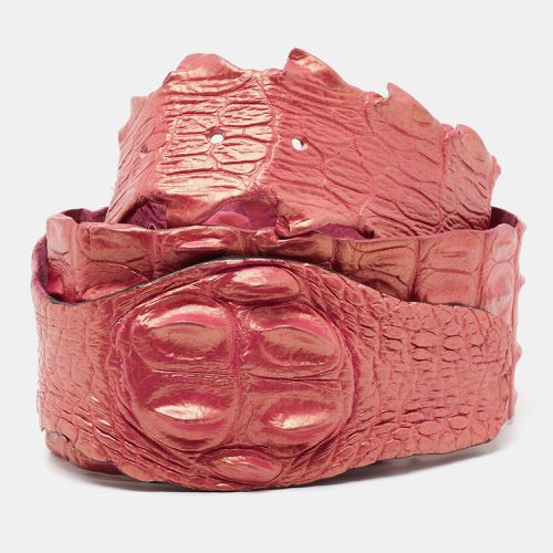 Roberto Cavalli Pink Crocodile Back Horn Waist Belt - Roberto Cavalli - Modalova