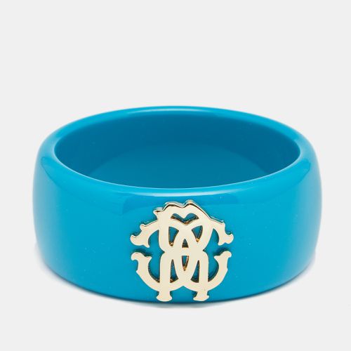 Roberto Cavalli Teal Blue Logo Wide Bangle Bracelet - Roberto Cavalli - Modalova