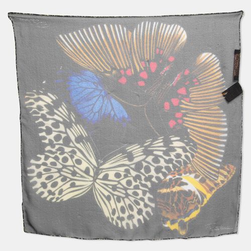 Roberto Cavalli Black Butterfly Print Silk Square Scarf - Roberto Cavalli - Modalova