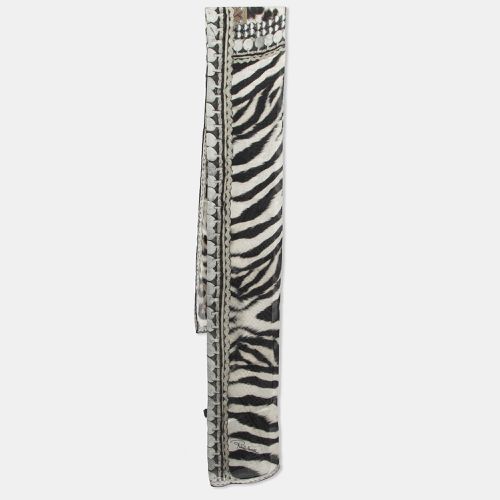 White Animal Print Silk Stole - Roberto Cavalli - Modalova