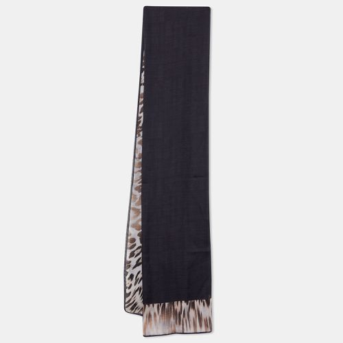 Roberto Cavalli Black Animal Print Silk Chiffon Stole - Roberto Cavalli - Modalova