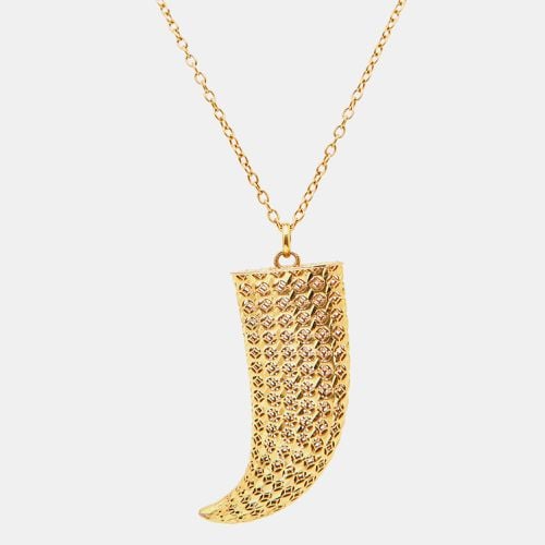 Roberto Cavalli Gold Tone Horn Pendant Long Necklace - Roberto Cavalli - Modalova