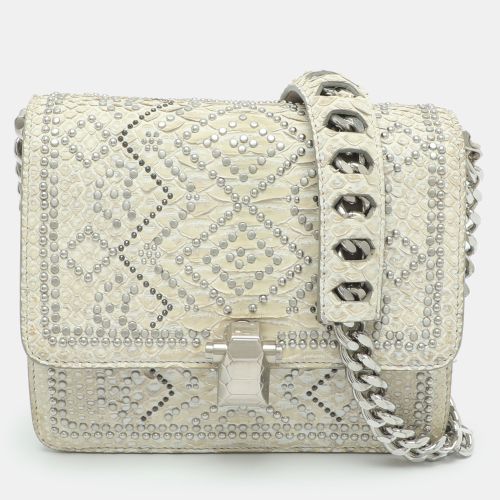 Light /Grey Python Leather Shoulder Bag - Roberto Cavalli - Modalova