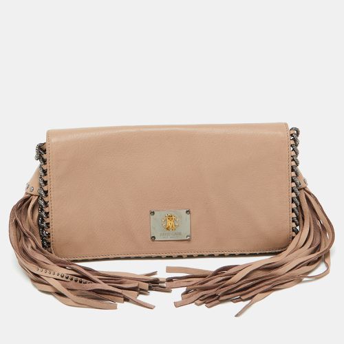 Roberto Cavalli Beige Leather Tassel Chain Link Clutch - Roberto Cavalli - Modalova