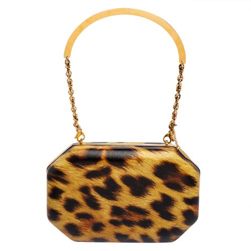 Roberto Cavalli Brown Leopard Print Leather Clutch - Roberto Cavalli - Modalova