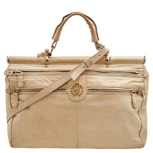 Roberto Cavalli Beige Leather Multiple Pocket Top Handle Bag - Roberto Cavalli - Modalova