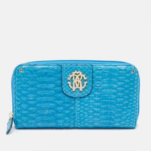 Roberto Cavalli Blue Python Zip Around Continental Wallet - Roberto Cavalli - Modalova