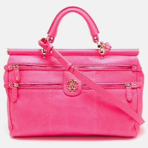 Roberto Cavalli Neon Pink Snakeskin Diva Top Handle Bag - Roberto Cavalli - Modalova