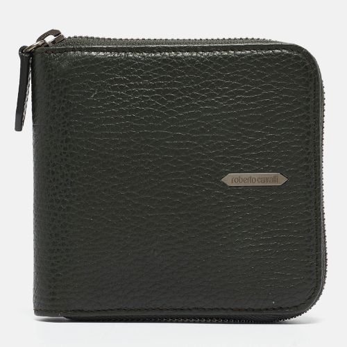 Roberto Cavalli Dark Green Leather Zip Around Wallet - Roberto Cavalli - Modalova