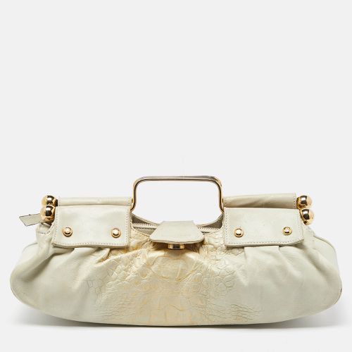 Roberto Cavalli Cream Leather Metal Frame Clutch - Roberto Cavalli - Modalova