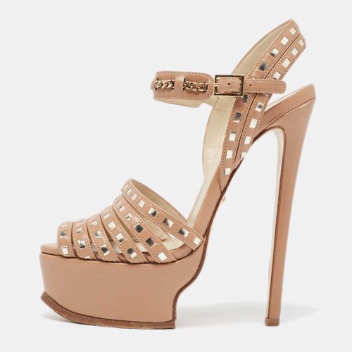 Roberto Cavalli Beige Leather Peep Toe Ankle Strap Sandals Size 37 - Roberto Cavalli - Modalova