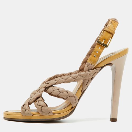 Roberto Cavalli Beige Woven Leather Slide Sandals Size 36 - Roberto Cavalli - Modalova