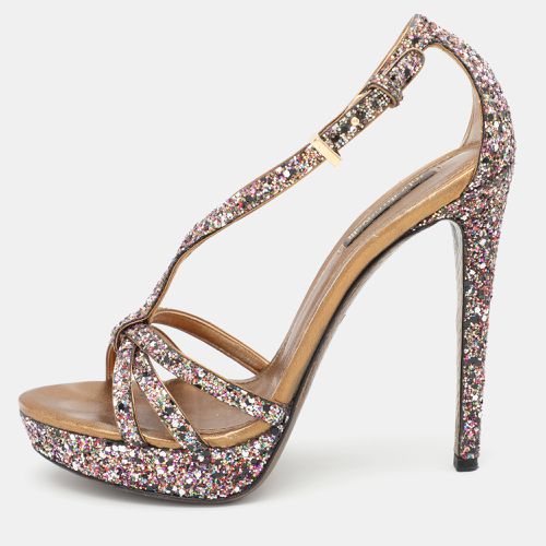 Roberto Cavalli Multicolor Glitter Ankle Strap Sandals Size 37 - Roberto Cavalli - Modalova