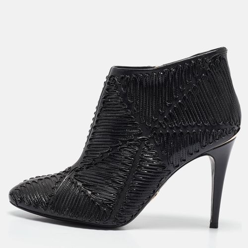 Roberto Cavalli Black Textured Leather Ankle Booties Size 40 - Roberto Cavalli - Modalova