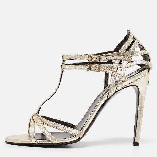 Roberto Cavalli Metallic Gold Leather Ankle Strap Sandals Size 40 - Roberto Cavalli - Modalova