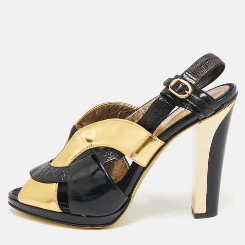 Roberto Cavalli Black Croc Embossed Leather and Leather Ankle Strap Sandals Size 41 - Roberto Cavalli - Modalova