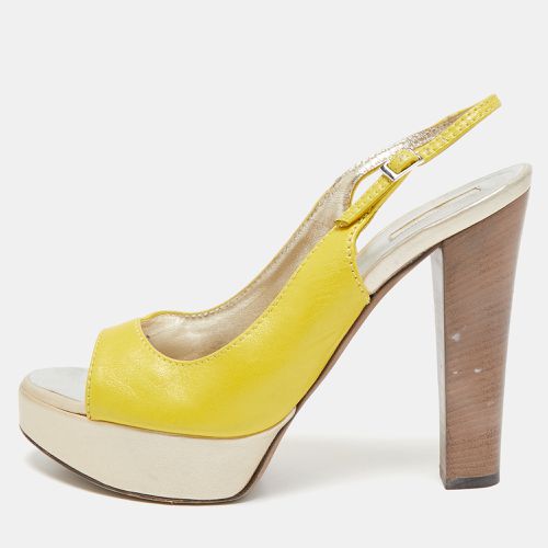 Roberto Cavalli Yellow/Gold Leather Slingback Sandals Size 40 - Roberto Cavalli - Modalova