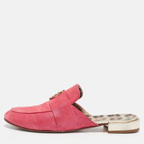 Roberto Cavalli Pink Nubuck Leather Logo Mules Size 38 - Roberto Cavalli - Modalova