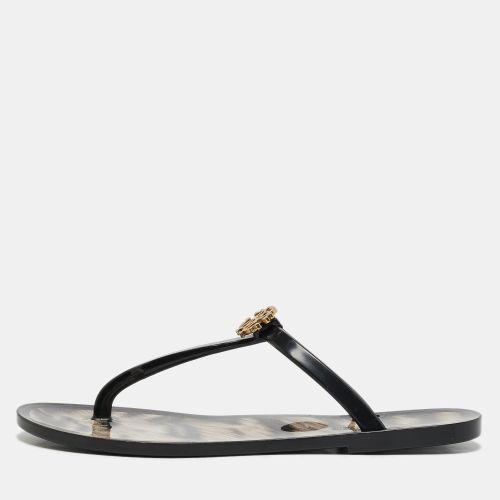 Roberto Cavalli Black Jelly Embellished Thong Flat Sandals Size 38 - Roberto Cavalli - Modalova