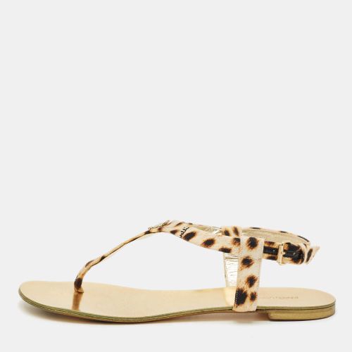 Roberto Cavalli Two Tone Canvas Thong Flat Slides Size 39 - Roberto Cavalli - Modalova