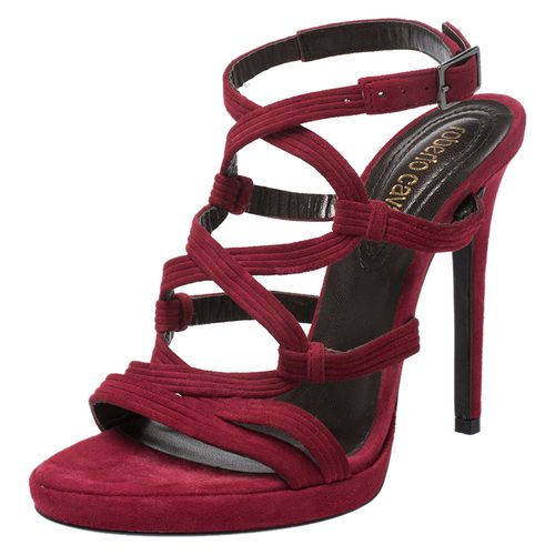 Roberto Cavalli Red Suede Leather Strappy Sandals Size 37 - Roberto Cavalli - Modalova