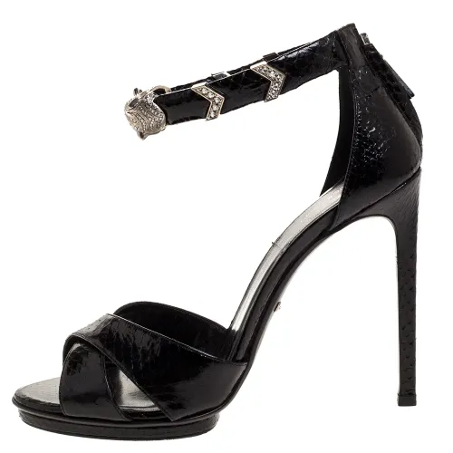 Python Crystal Embellished Panther Sandals Size 39 - Roberto Cavalli - Modalova
