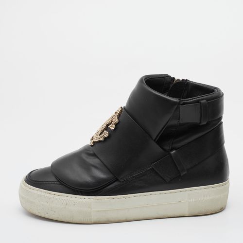 Roberto Cavalli Black Leather High Top Sneakers Size 36 - Roberto Cavalli - Modalova