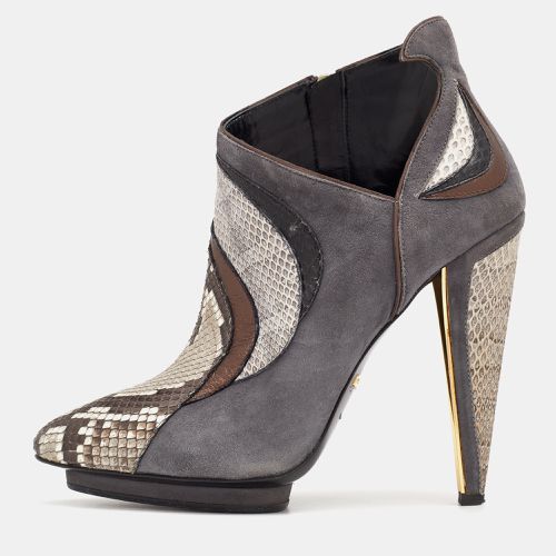 Roberto Cavalli Multicolor Snakeskin and Suede Ankle Boots Size 38.5 - Roberto Cavalli - Modalova