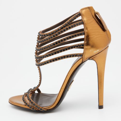 Roberto Cavalli Gold Leather Ankle Strap Sandals Size Size 37 - Roberto Cavalli - Modalova