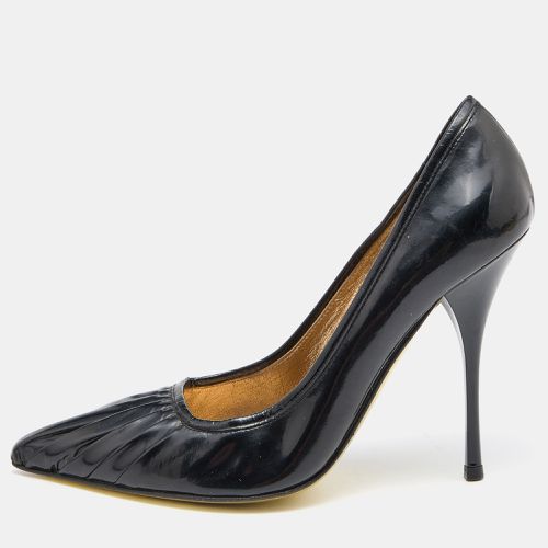 Roberto Cavalli Black Pleated Patent Leather Pointed Toe Pumps Size 36.5 - Roberto Cavalli - Modalova