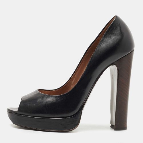 Roberto Cavalli Black Leather Peep Toe Platform Pumps Size 37 - Roberto Cavalli - Modalova