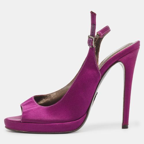 Satin Open Toe Platform Pumps Size 36 - Roberto Cavalli - Modalova