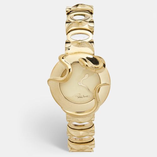 Champagne Yellow Plated Stainless Steel Snake R7253165517 Women's Wristwatch 37 mm - Roberto Cavalli - Modalova