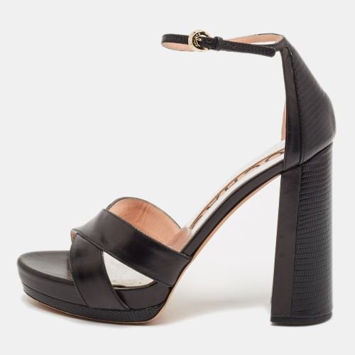 Leather and Lizard Embossed Leather Ankle Strap Sandals Size 40 - Rochas - Modalova