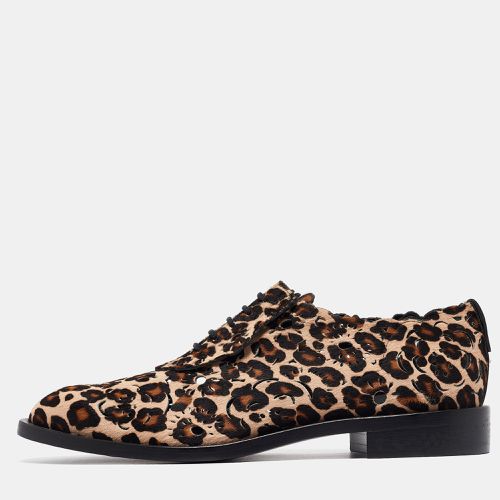 Brown Leopard Print Laser Cut Calf Hair Lace Up Derby Size 40 - Roger Vivier - Modalova