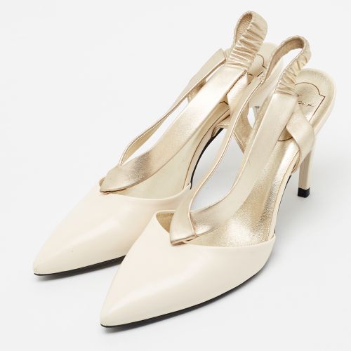 V Type Size 39 /Gold Leather Pointed Toe Slingback Pumps - Roger Vivier - Modalova