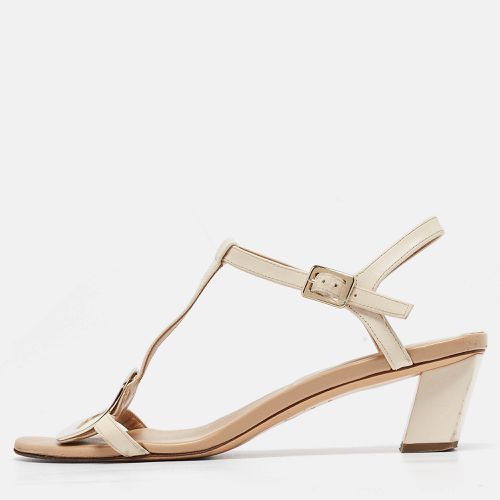 Roger Vivier Beige/Off White Leather Chips T Strap Sandals Size 39 - Roger Vivier - Modalova