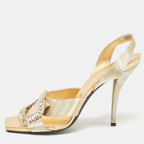 Roger Vivier Two Tone Satin Crystal Embellished Slingback Sandals Size 40 - Roger Vivier - Modalova