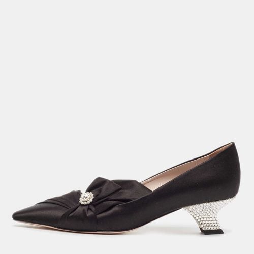 Roger Vivier Black Satin Crystals Embellished Bow Pumps Size 39 - Roger Vivier - Modalova