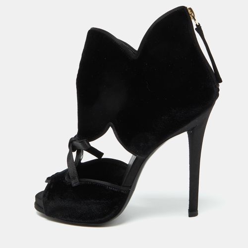 Roger Vivier Black Velvet Cut Out Bow Ankle Booties Size 36 - Roger Vivier - Modalova