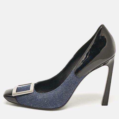 Roger Vivier Navy Blue Denim and Patent Leather Trompette Pumps Size 40 - Roger Vivier - Modalova