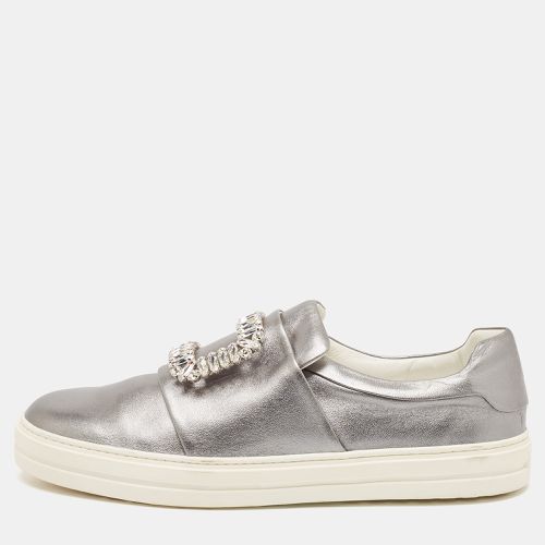 Roger Vivier Silver Leather Sneaky Viv Lace Up Sneakers Size 41 - Roger Vivier - Modalova