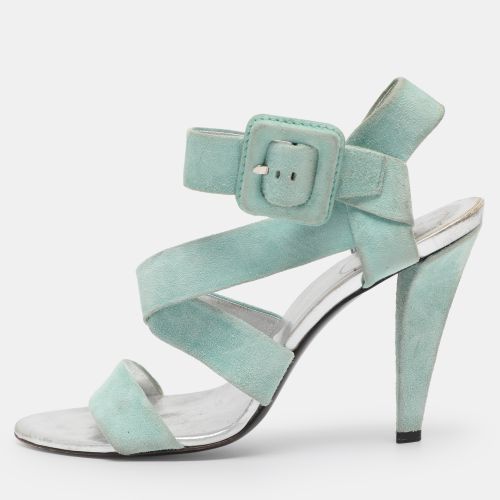 Roger Vivier Turquoise Suede Ankle Strap Sandals Size 38.5 - Roger Vivier - Modalova