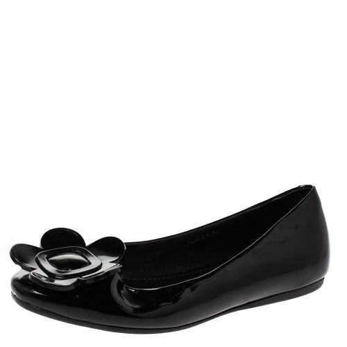 Roger Vivier Black Floral Applique Patent Leather Ballet Flats Size 39 - Roger Vivier - Modalova