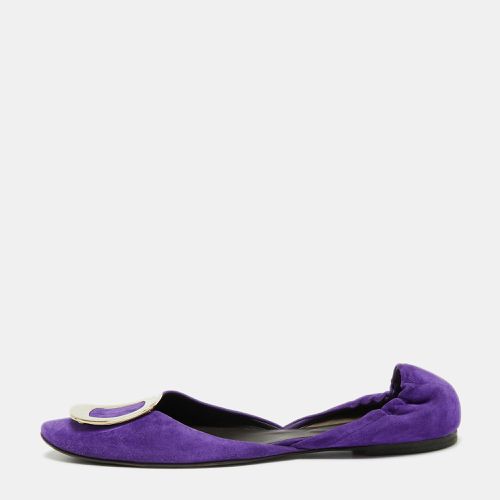 Roger Vivier Blue Suede Chips Buckle D'orsay Ballet Flats Size 38.5 - Roger Vivier - Modalova