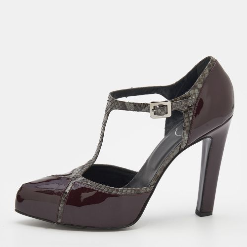 Burgundy Python and Patent Leather Platform Pumps Size 39 - Roger Vivier - Modalova